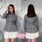 missie – jolie shirt kemeja kotak wanita preppy slim fit lengan panjang