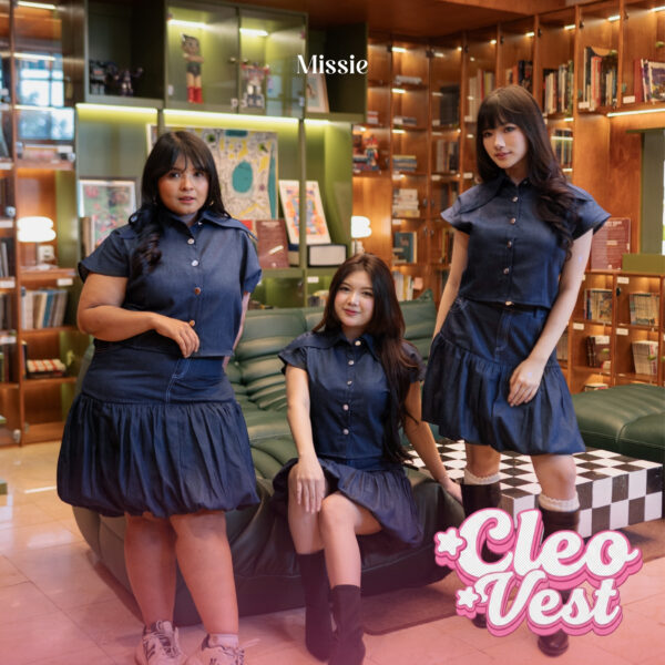 missie – cleo denim vest shirt wanita | atasan crop casual kekinian