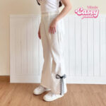 missie – casey lace ribbon flare pants | celana wanita korea aesthetic