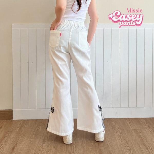 missie – casey lace ribbon flare pants | celana wanita korea aesthetic