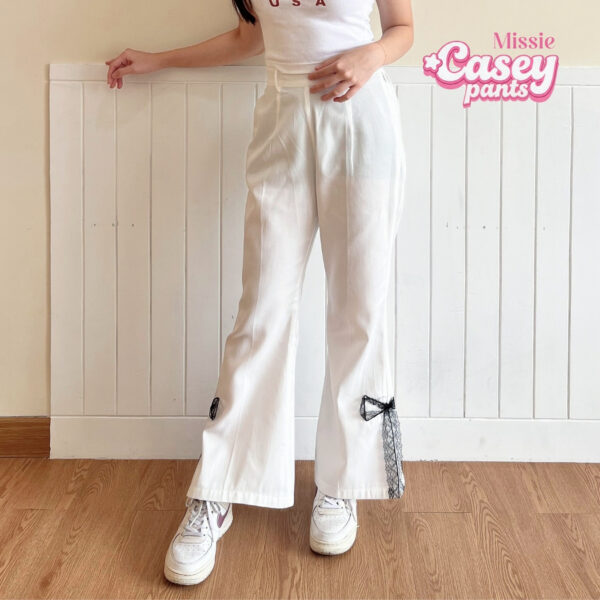 missie – casey lace ribbon flare pants | celana wanita korea aesthetic