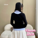 missie elanor kemeja blouse wanita slim fit long sleeve kombinasi 2 warna