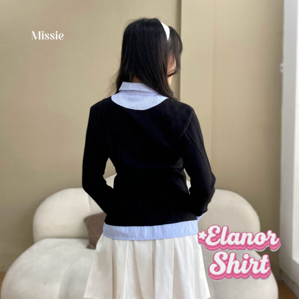 missie elanor kemeja blouse wanita slim fit long sleeve kombinasi 2 warna