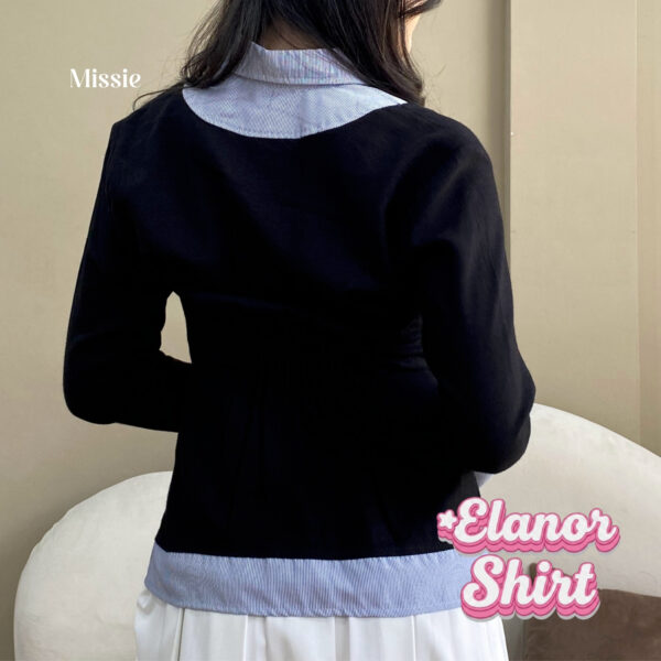 missie elanor kemeja blouse wanita slim fit long sleeve kombinasi 2 warna