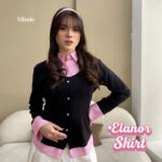 missie elanor kemeja blouse wanita slim fit long sleeve kombinasi 2 warna