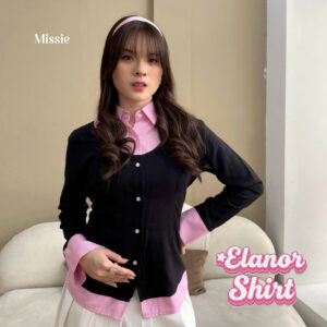 missie elanor kemeja blouse wanita slim fit long sleeve kombinasi 2 warna