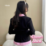 missie elanor kemeja blouse wanita slim fit long sleeve kombinasi 2 warna