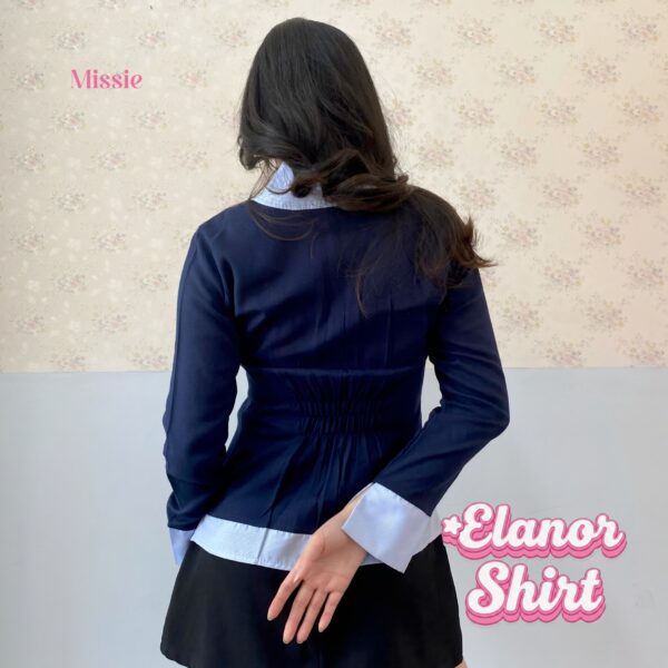 missie elanor kemeja blouse wanita slim fit long sleeve kombinasi 2 warna