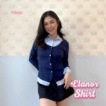missie elanor kemeja blouse wanita slim fit long sleeve kombinasi 2 warna