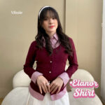 missie elanor kemeja blouse wanita slim fit long sleeve kombinasi 2 warna