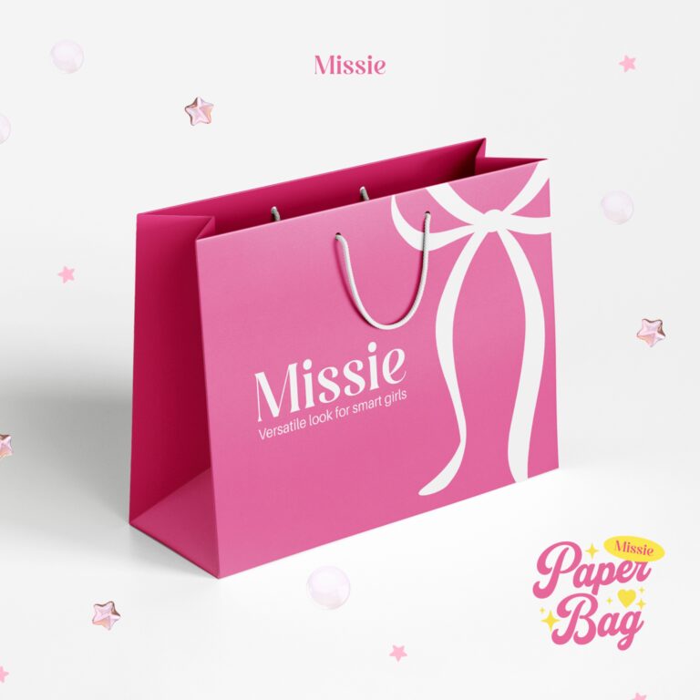 missie – paper bag pink bow | tas kertas elegan untuk packaging hadiah & fashion
