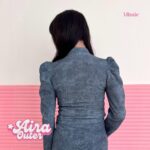 missie aira noya one set outer lengan panjang dan rok panjang a line denim wanita