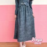missie aira noya one set outer lengan panjang dan rok panjang a line denim wanita