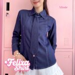 missie – felixa shirt kemeja wanita denim lengan panjang set dasi