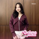 missie deluna jacket fleece crop hoodie wanita dengan tali belakang