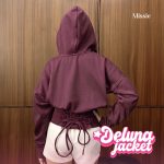 missie deluna jacket fleece crop hoodie wanita dengan tali belakang