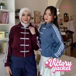 missie victory jacket crop wanita kancing cheongsam zipper stripe korean style