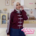 missie victory jacket crop wanita kancing cheongsam zipper stripe korean style
