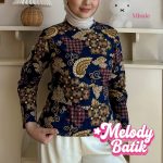 missie melody blouse batik wanita lengan panjang modern dengan ikat pinggang lepas pasang