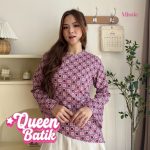 missie queen blouse batik wanita lengan panjang modern dengan tali belakang