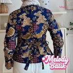 missie melody blouse batik wanita lengan panjang modern dengan ikat pinggang lepas pasang