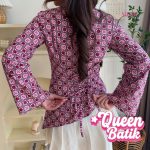 missie queen blouse batik wanita lengan panjang modern dengan tali belakang