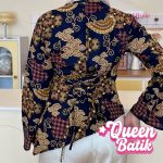 missie queen blouse batik wanita lengan panjang modern dengan tali belakang
