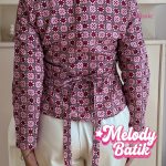 missie melody blouse batik wanita lengan panjang modern dengan ikat pinggang lepas pasang