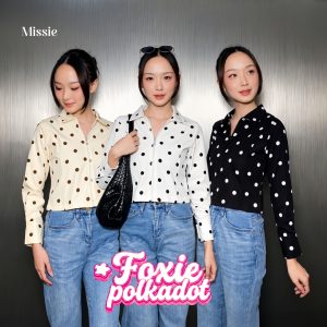 Missie - Foxie Jacket | Jaket Wanita Polkadot Korean Style Crop Zipper