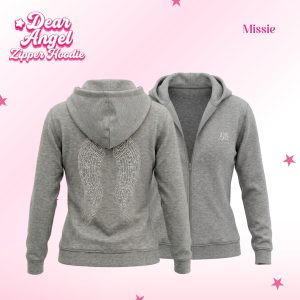 MISSIE – Dear Angel Hoodie Zipper Wanita Casual Manik Sayap