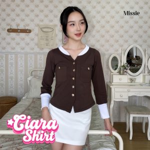 Missie - Ciara Top Cardigan Lengan Panjang Wanita Hitam Slim fit